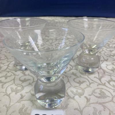 3 Etched Stemless Martini Glasses