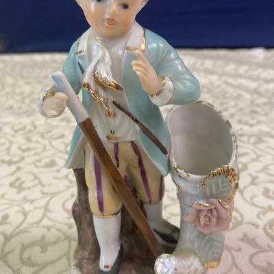 Vintage Ceramic Boy Blue Bud Vase