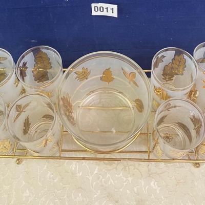 Vintage Libby 22 Karat Frosted Gold Maple Leaf Drinking Glasses