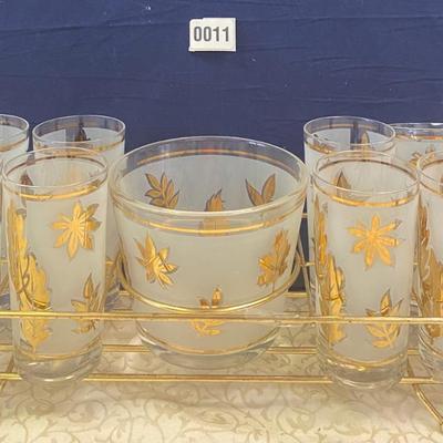 Vintage Libby 22 Karat Frosted Gold Maple Leaf Drinking Glasses