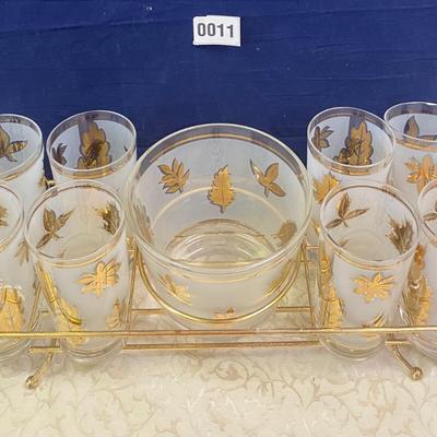 Vintage Libby 22 Karat Frosted Gold Maple Leaf Drinking Glasses