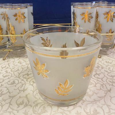 Vintage Libby 22 Karat Frosted Gold Maple Leaf Drinking Glasses