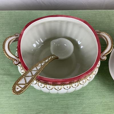 1636 Large Fitz & Floyd Christmas Deer Tureen w/ Ladle