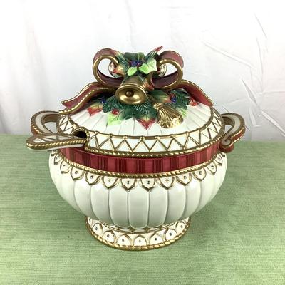 1636 Large Fitz & Floyd Christmas Deer Tureen w/ Ladle
