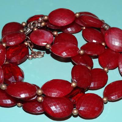 Christmas Red Beaded Necklace