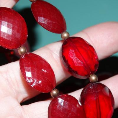 Christmas Red Beaded Necklace