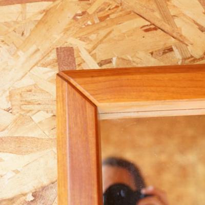 TEAK WALL MIRROR W/CRAFTED TRIM