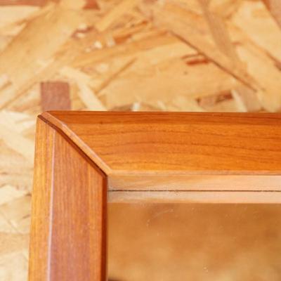 TEAK WALL MIRROR W/CRAFTED TRIM