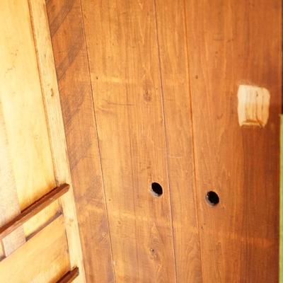 VINTAGE LIGHT COLORED CHERRY PANELLED CABINET W/LOWER DRAWER /TWO SHELVES