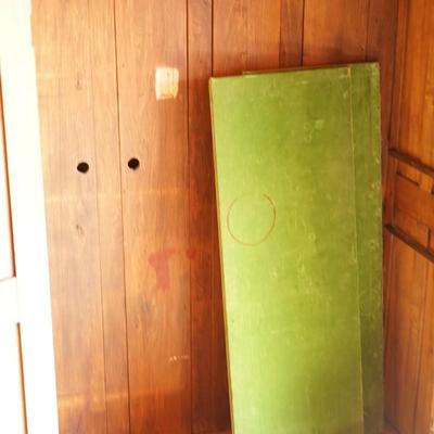 VINTAGE LIGHT COLORED CHERRY PANELLED CABINET W/LOWER DRAWER /TWO SHELVES