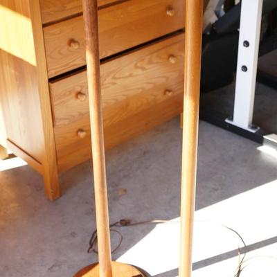 TWO COLUMN STYLE TEAK FLOOR LAMPS