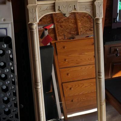 VICTORIAN HALL MIRROR EASTLAKE STYLE /PAINTED WHITE