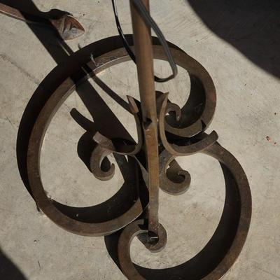 GROUPING OF THREE WROUGHT IRON FLOOR LAMPS EARLY 20TH CENTURY