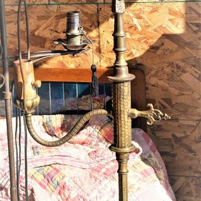 GROUPING OF THREE WROUGHT IRON FLOOR LAMPS EARLY 20TH CENTURY