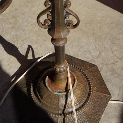 GROUPING OF THREE WROUGHT IRON FLOOR LAMPS EARLY 20TH CENTURY