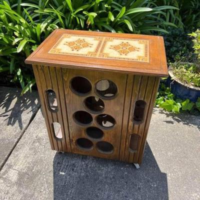 Vintage Solid Wood Wine Rack / Glass Rack W/ Tile Top