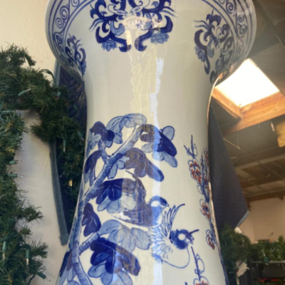 Pair of Huge 7+ Foot Tall Asian Ceramic Vases