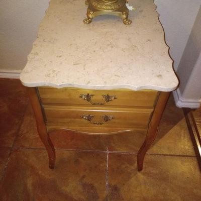 1 of 2 end tables marble top