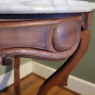 Antique Wooden Table with a Marble Top (LR-DW)
