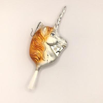 1640 Vintage Handblown Unicorn Glass Ornament with Bristle Tail