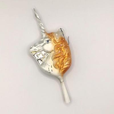 1640 Vintage Handblown Unicorn Glass Ornament with Bristle Tail
