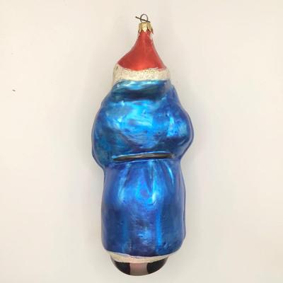 1646 Vintage Large Handpainted Santa 10.5â€ Glass Ornament