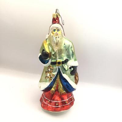 1651 Christopher Radko Blue Robe Santa Glass Ornament