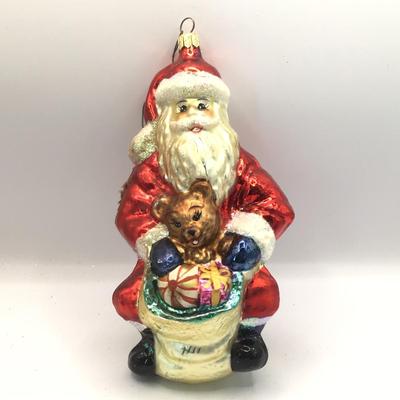 1655 Christopher Radko Santa with Sack of Toys Glass Ornament