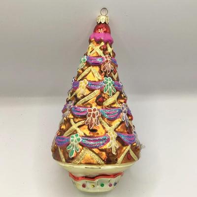 1657 Christopher Radko 1996 Brown Christmas Tree Glass Ornament
