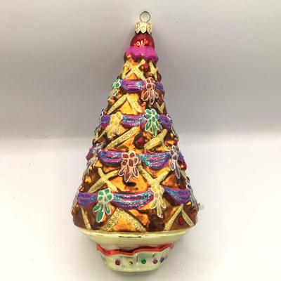 1657 Christopher Radko 1996 Brown Christmas Tree Glass Ornament