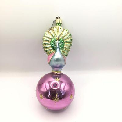 1658 Christopher Radko Celestial Peacock Blue Glass Ornament