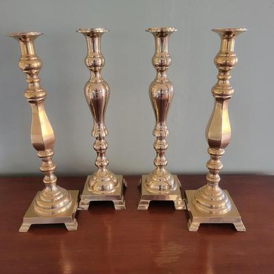 Collection of Four Brass Candlesticks (LR-DW)