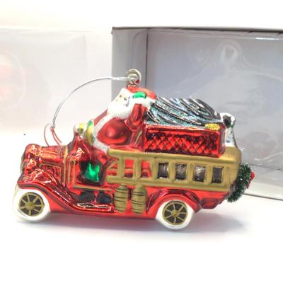 1662 Department 56 Mercury Glass Santa Fire Co Glass Ornament