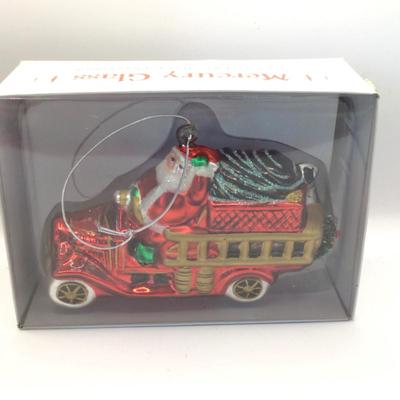 1662 Department 56 Mercury Glass Santa Fire Co Glass Ornament