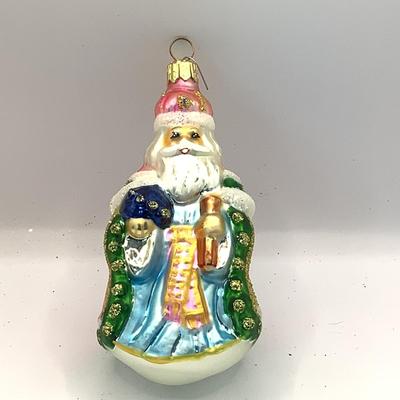 1666 Christopher Radko Pink Santa Glass Ornament