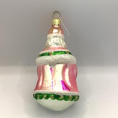 1666 Christopher Radko Pink Santa Glass Ornament