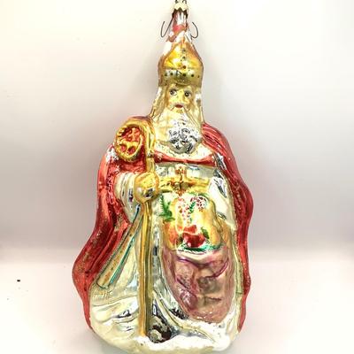 1670 Large Christopher Radko Bishop Santa Glass Ornament