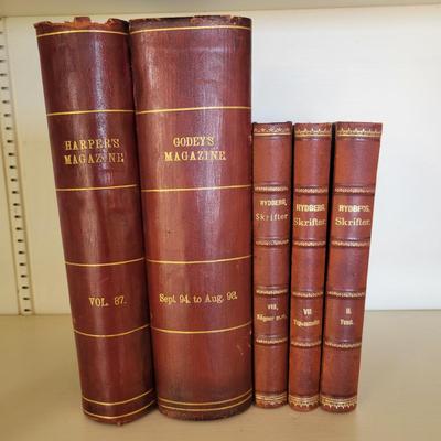 Antique Red Leather Bound Books (LR-DW)