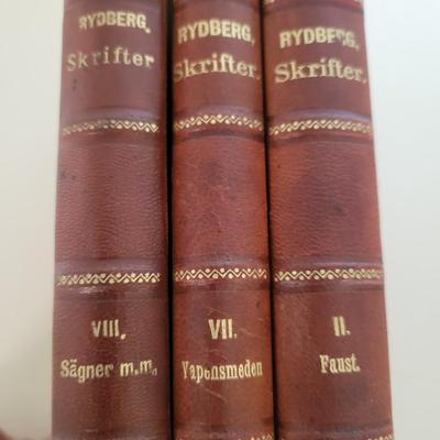 Antique Red Leather Bound Books (LR-DW)