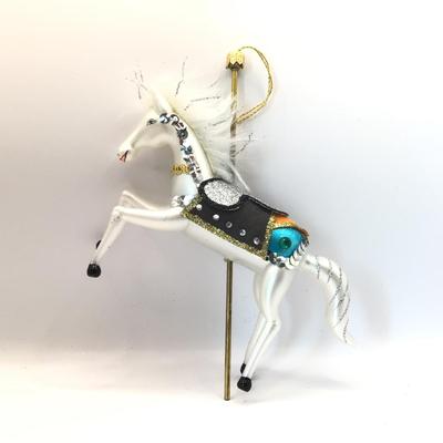 1675 Vintage De Carlini Italian Glass Carousel Horse Ornament