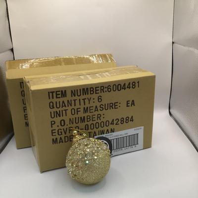 1683 Set of 12 New in Box Gold Glittered Ball Ornaments