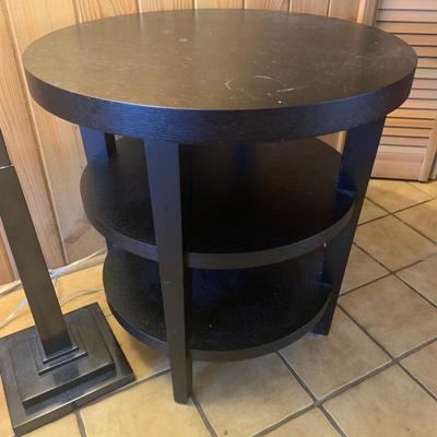 Black Multi-Tiered Table & Floor Lamp w/ Shade (FR-KW)