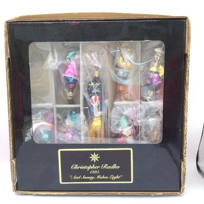 1686 Christopher Radko 1995 â€œAnd Snowy Makes Eight Glass Ornaments