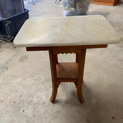 #17 Marble Top Wooden Side Table