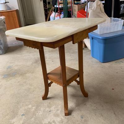 #17 Marble Top Wooden Side Table