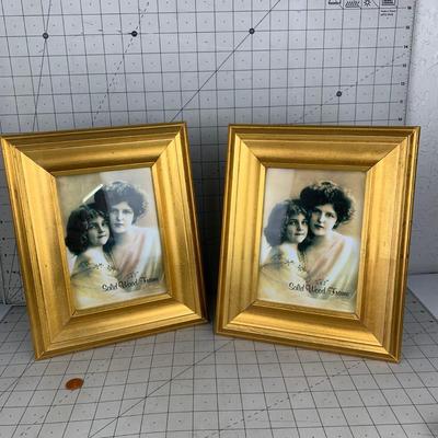 #22 Two Gold Solid Wood Photo Frames