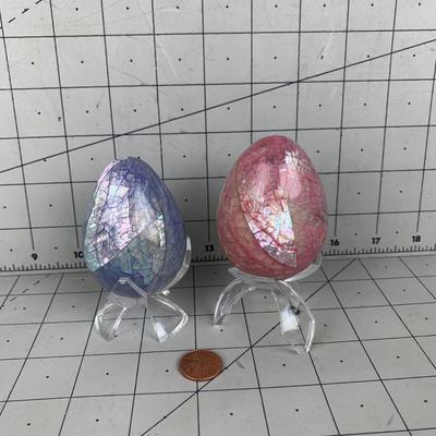 #47 Pink & Purple Eggs With Plastic Stands