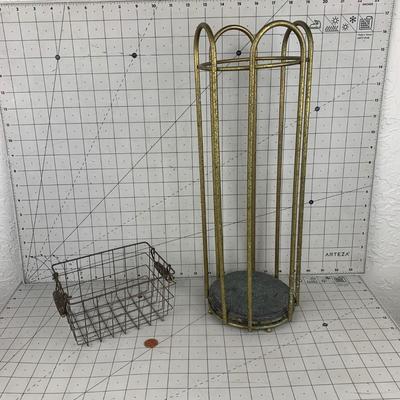 #51 Toilet Paper Stand & Wire Basket