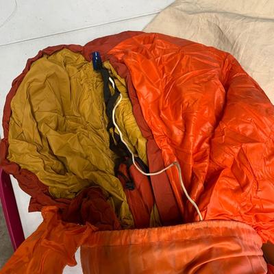 #52 Eddie Bauer Goose Down Sleeping Bag, Sleeping Pad and North Face Sack