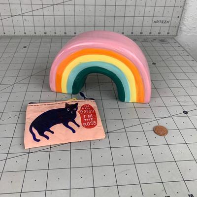 #79 Bossy Cat Coin Purse & Rainbow Decoration